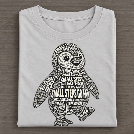Penguin Waddle Phrase Silhouette Classic T-shirt – Grey