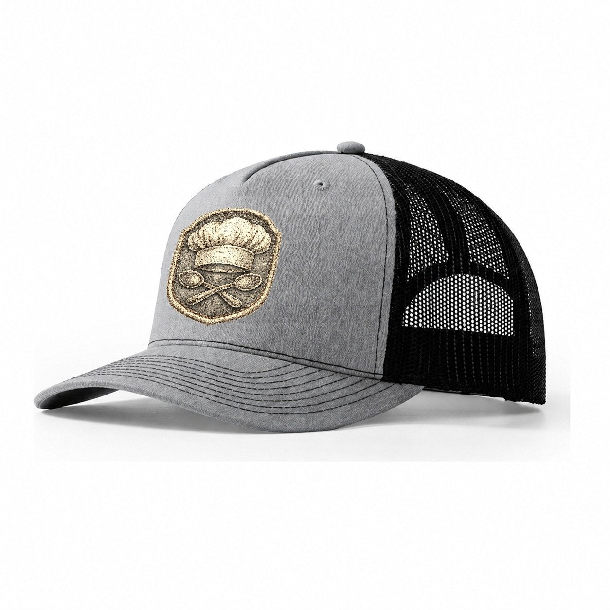 Cooking Chef Hat Toque Blanche With Crossed Spoons In Trucker Hat – Sport Grey-Black