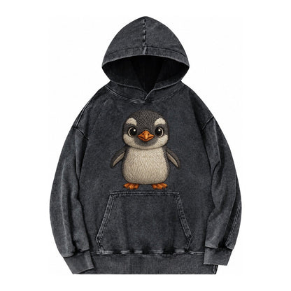Baby Gentoo Penguin Vintage Washed Hoodie – Black