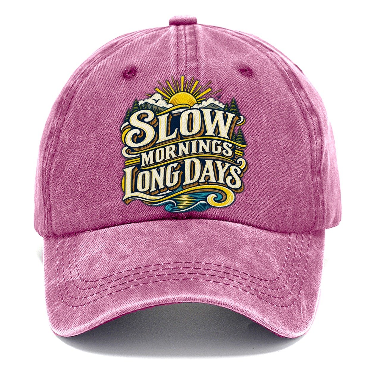 Slow Mornings Long Days Retired Living Classic Cap – Dusty Rose