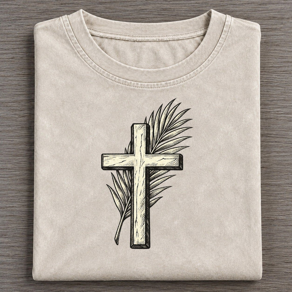 Christian Palm Sunday Branch World Faiths Ink Figures Vintage T-shirt – Off White