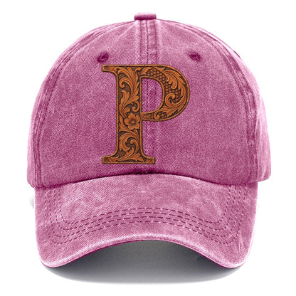 Tooled Leather P Monogram Classic Cap – Dusty Rose