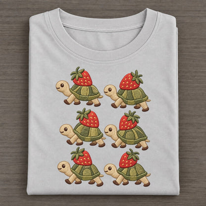 Turtles With Strawberries Single File Classic T-shirt – Grey