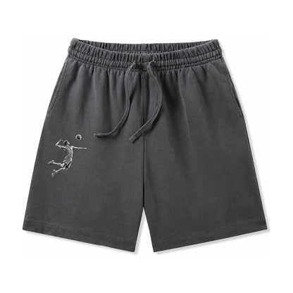Volleyball Player Spiking Ball Washed Shorts – Dark Gray