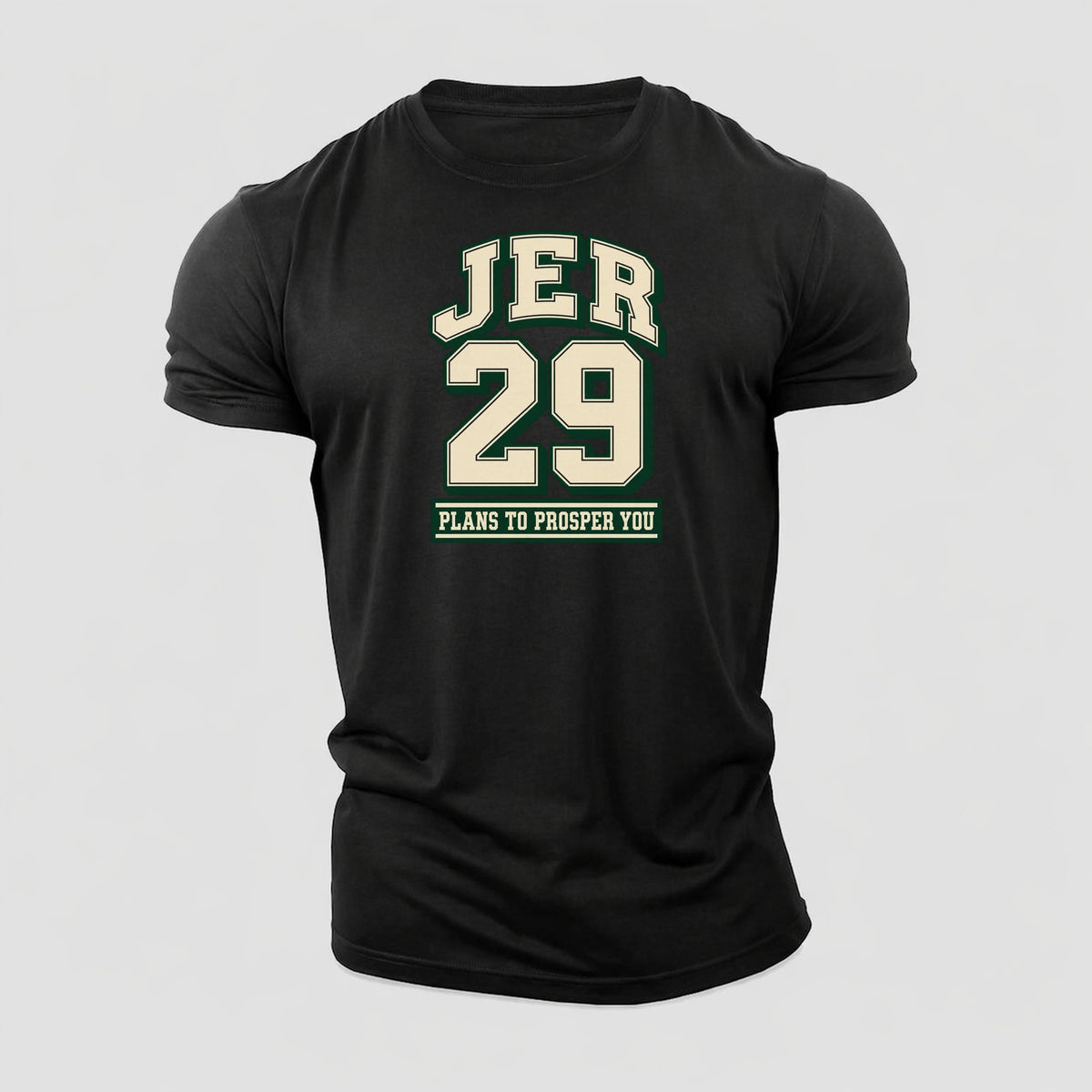 Jeremiah 29 Varsity Chapel Varsity Cotton T-Shirt – Black