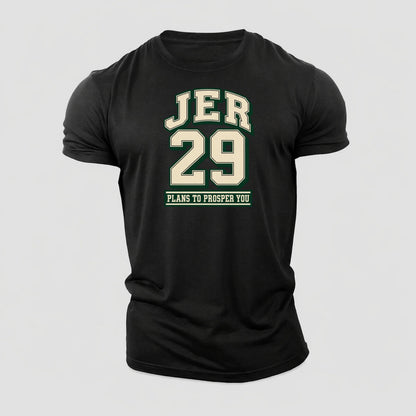 Jeremiah 29 Varsity Chapel Varsity Cotton T-Shirt – Black