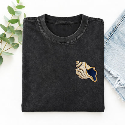 Ritual Conch Curl Left Chest Vintage T-shirt – Black