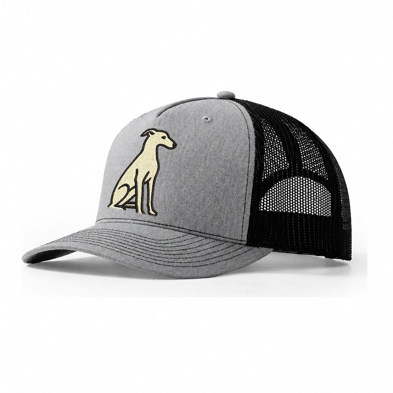 Italian Greyhound Gray Sitting Pose Trucker Hat – Sport Grey-Black