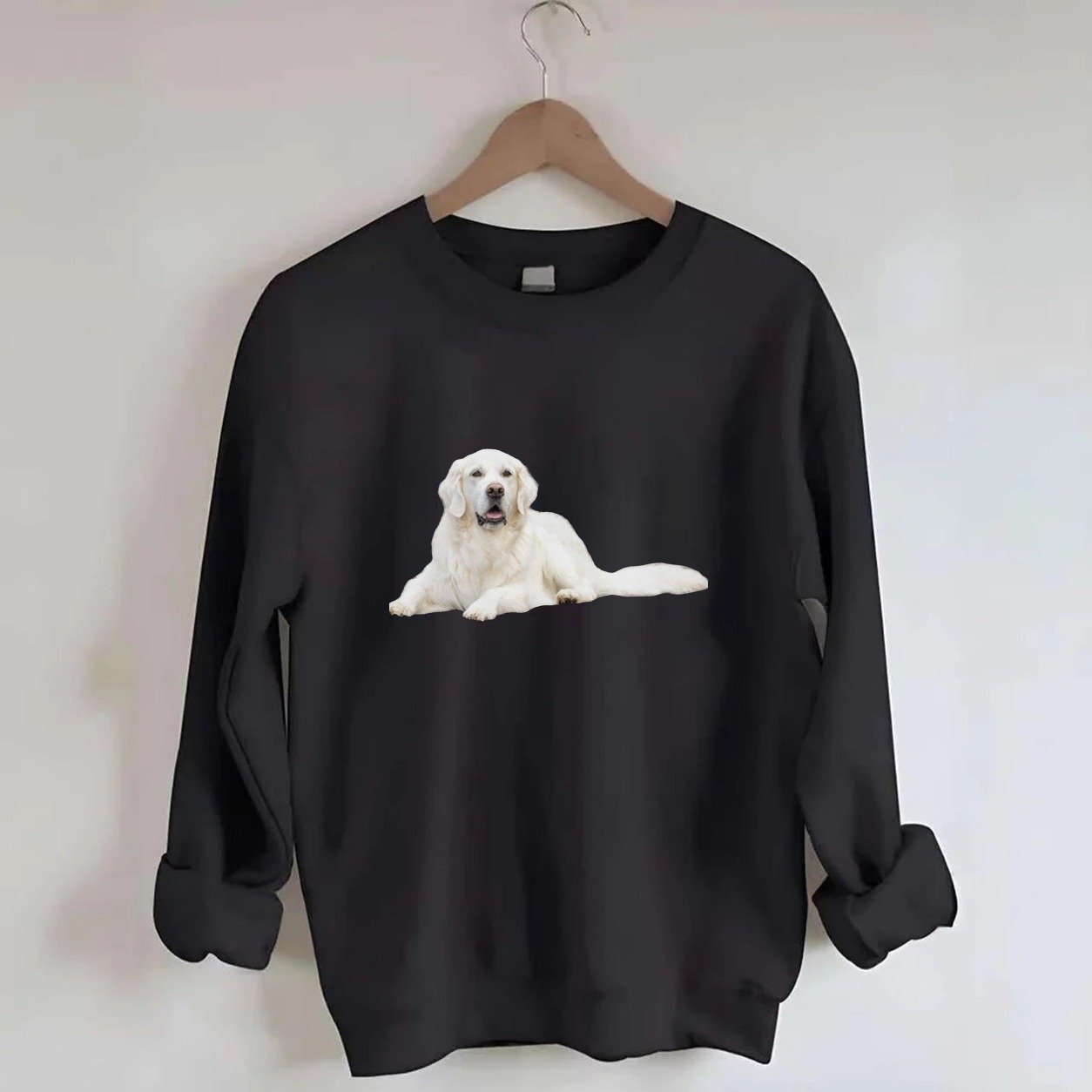 White English Cream Golden Retrievers Crewneck Sweatshirt – Black