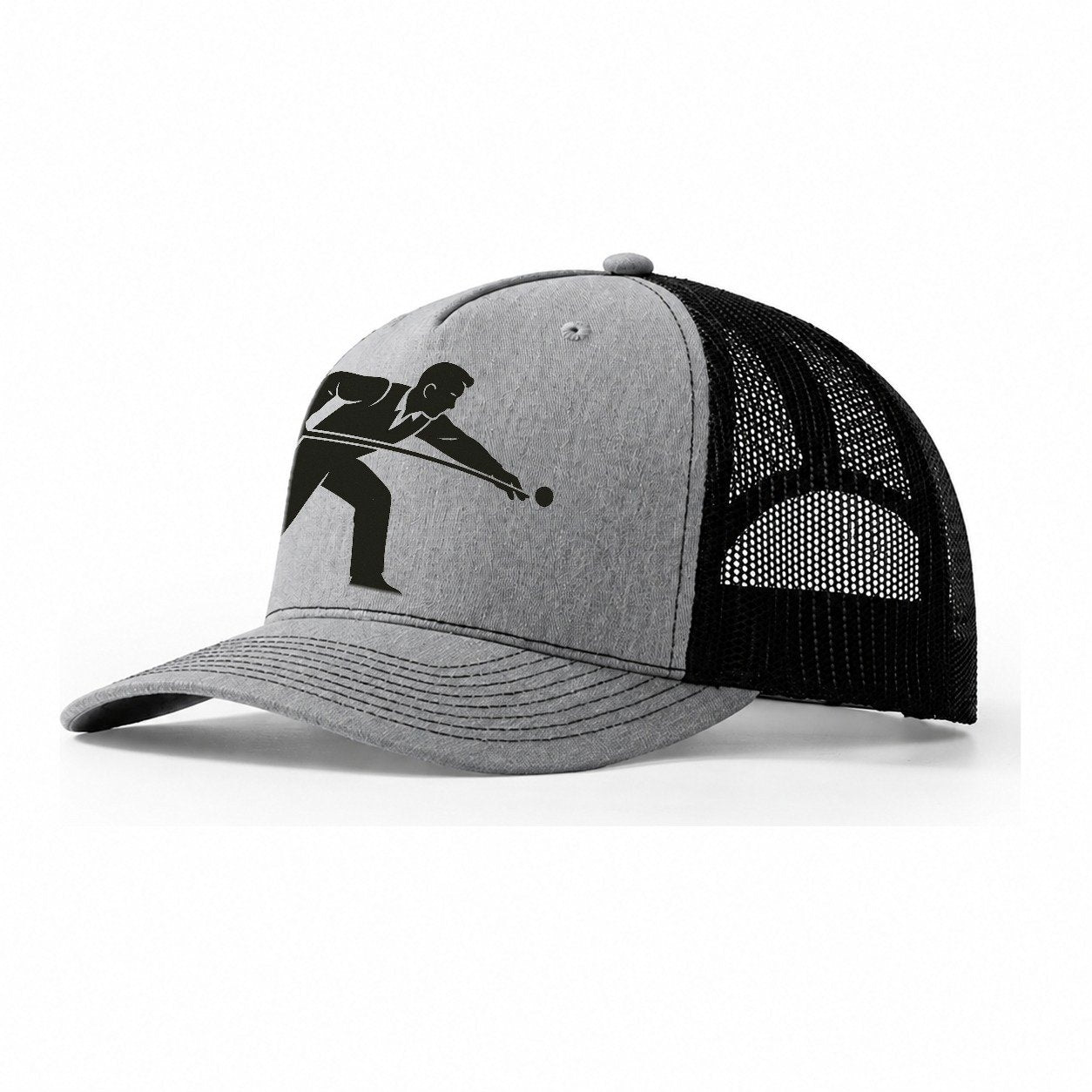 Pool Player Lining Up Shot Trucker Hat – Sport Grey-Black