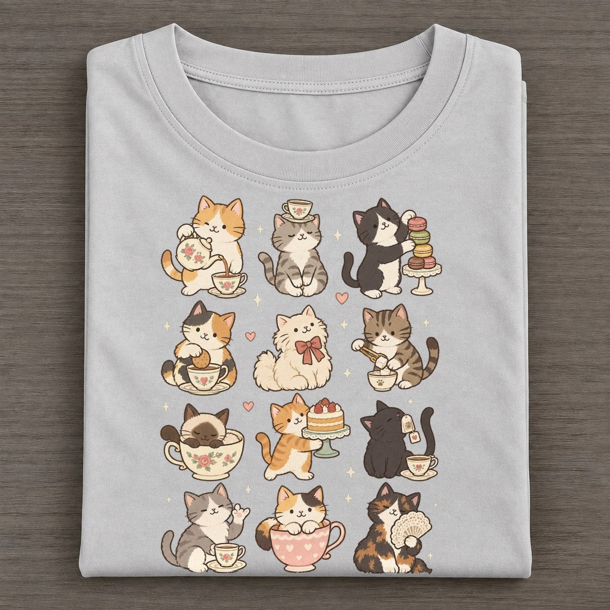 Tea Party Cat Club Classic T-shirt – Grey