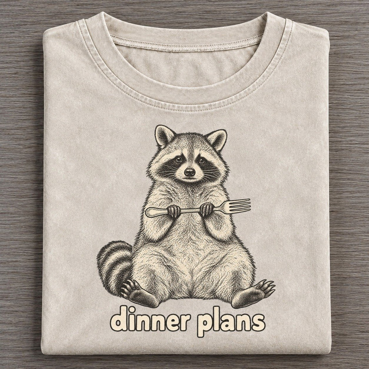 Raccoon Dinner Plans Unbothered Creatures Vintage T-shirt – Off White