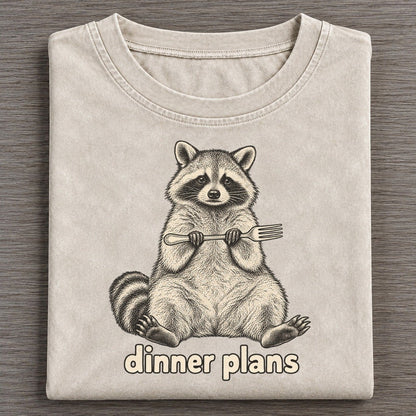 Raccoon Dinner Plans Unbothered Creatures Vintage T-shirt – Off White