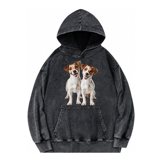 Two Jack Russels Vintage Washed Hoodie – Black