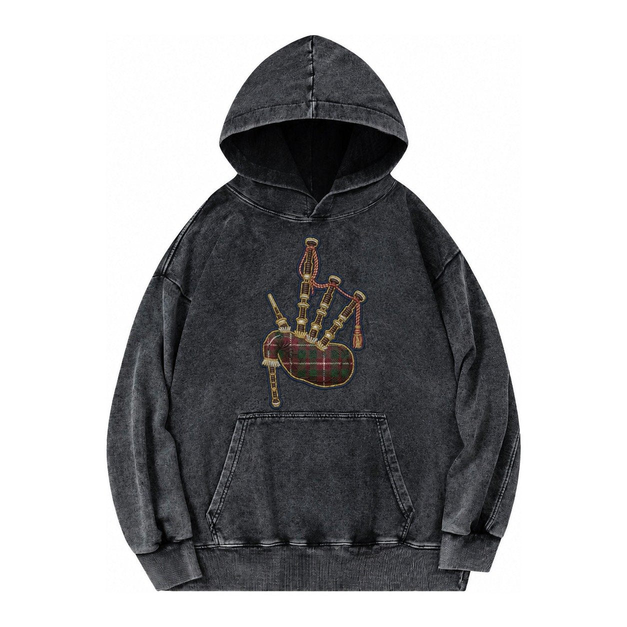 Scottish Thistle Vintage Washed Hoodie – Black