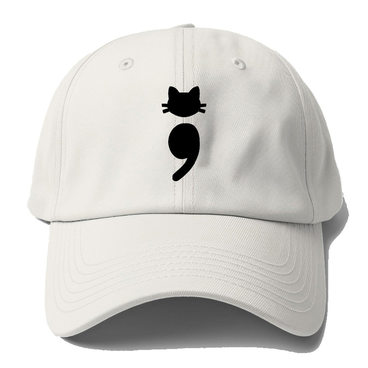 Black Cat Semicolon Baseball Cap – Off White