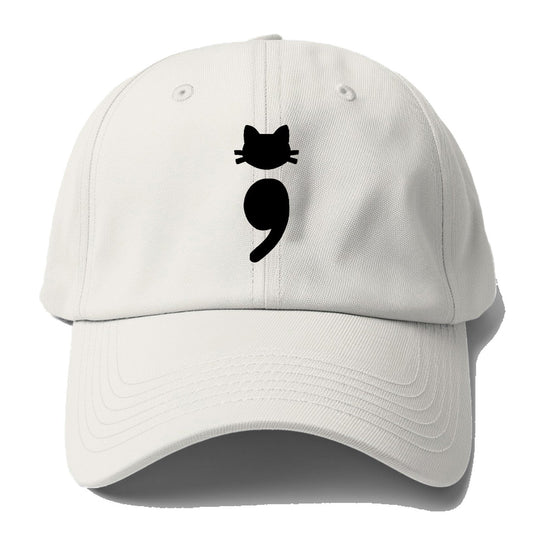 Black Cat Semicolon Baseball Cap – Off White