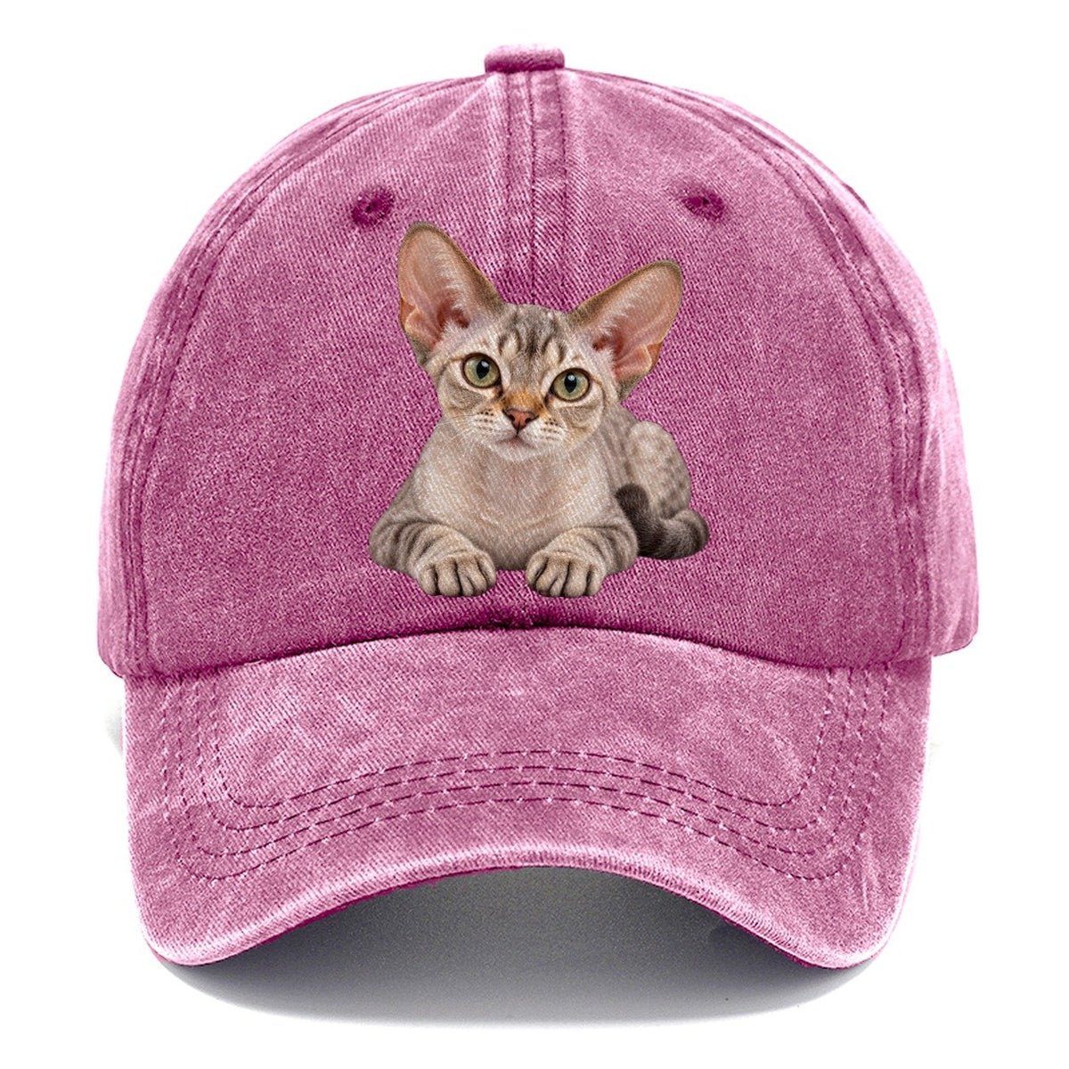 Devon Rex Reclining Paws Forward Realistic Cat Portrait Classic Cap – Dusty Rose