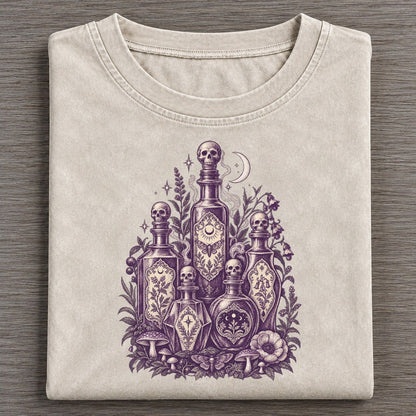 Poison Bottle Row Midnight Haunt Vintage T-shirt – Off White