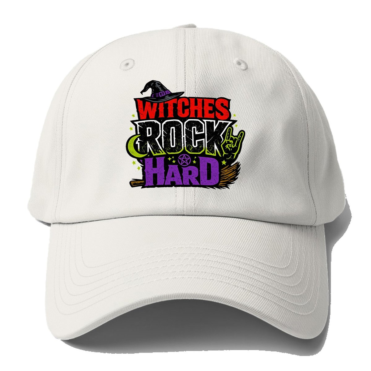 Witches Rock Hard Baseball Cap – Off White