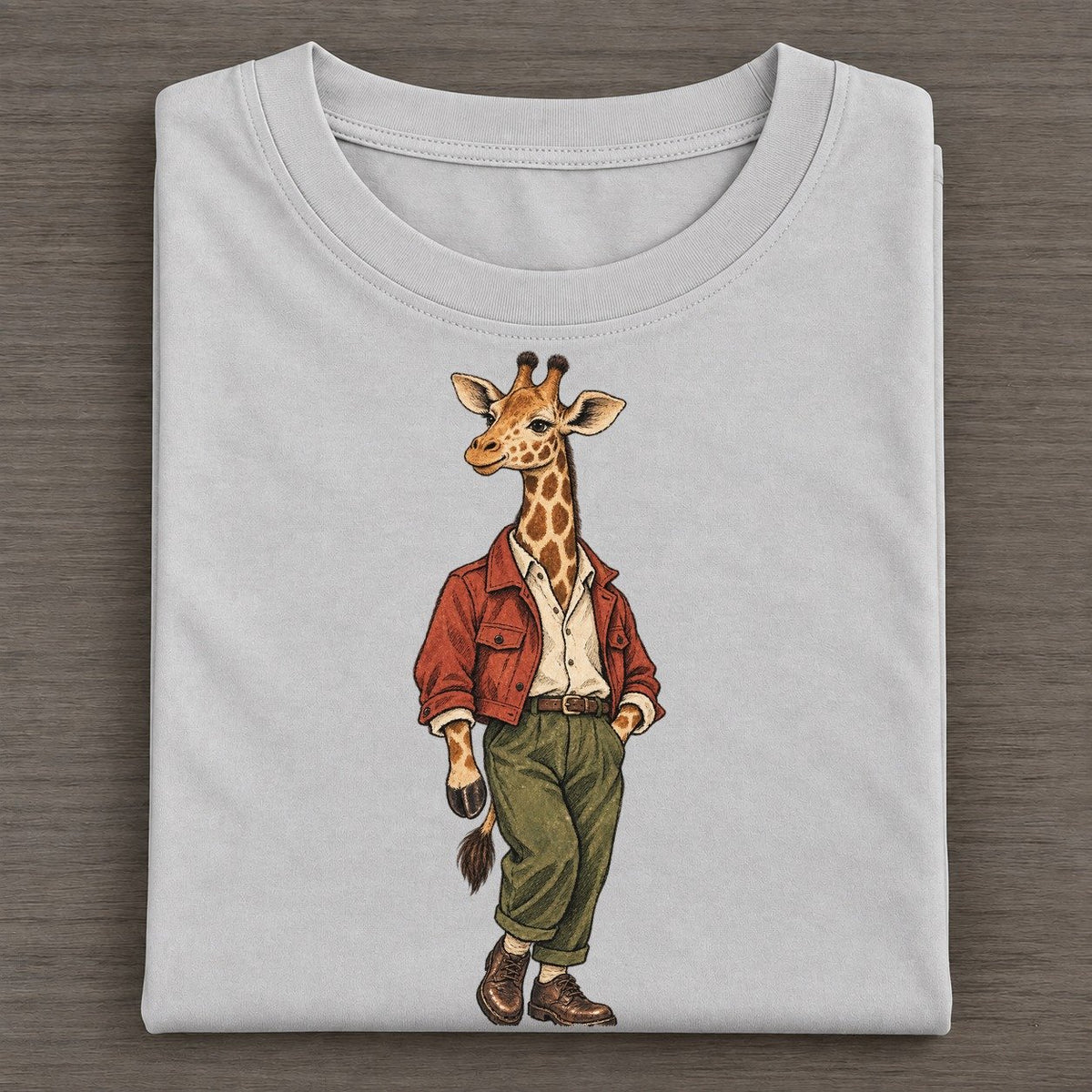 Giraffe Wardrobe Portrait Wild Wardrobe Portraits Classic T-shirt – Grey