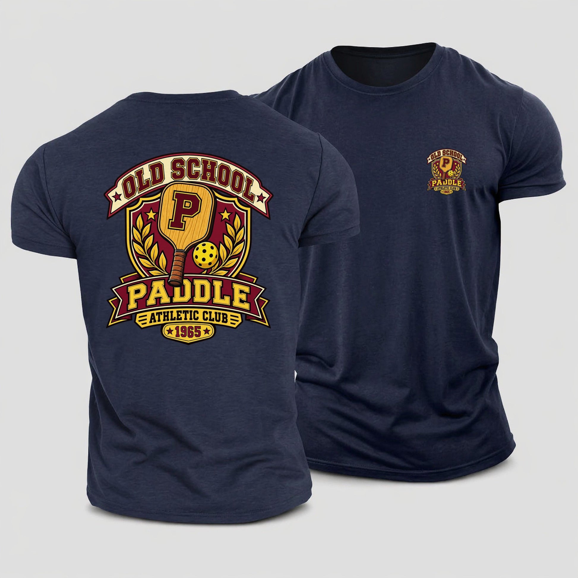 Old School Paddle Athletic Club Pickleball Life Cotton T-Shirt – Navy