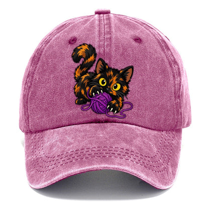 Tortoiseshell Playing Yarn Peeking Cats Classic Cap – Dusty Rose