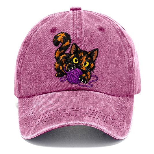 Tortoiseshell Playing Yarn Peeking Cats Classic Cap – Dusty Rose