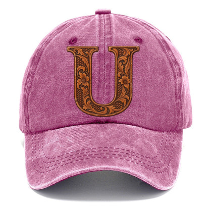 Tooled Leather U Monogram Classic Cap – Dusty Rose