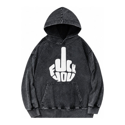 Fuck You Vintage Washed Hoodie – Black