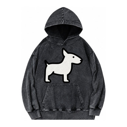 Bull Terrier White Egg Shaped Head Flat Side Profile Vintage Washed Hoodie – Black