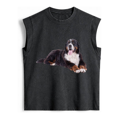 Bernese Mountain Dog Vintage Washed Tank – Black