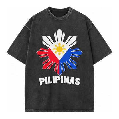 Philippines Sun Stars Vintage T-shirt – Black