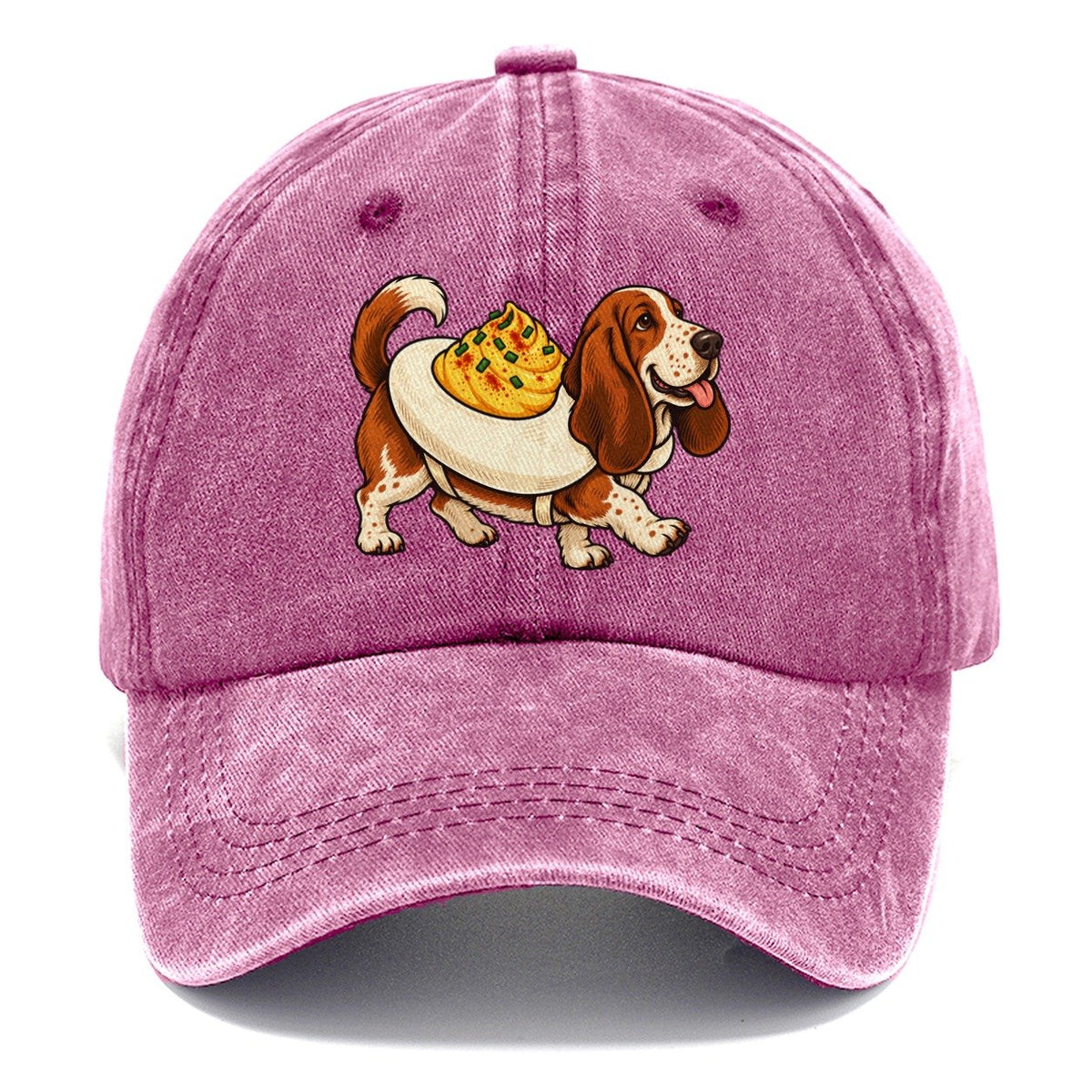 One Basset Hound In Halloween Costume Deviled Egg Costume With A Yolky Yellow Center Halloween Dog Parade Classic Cap – Dusty Rose