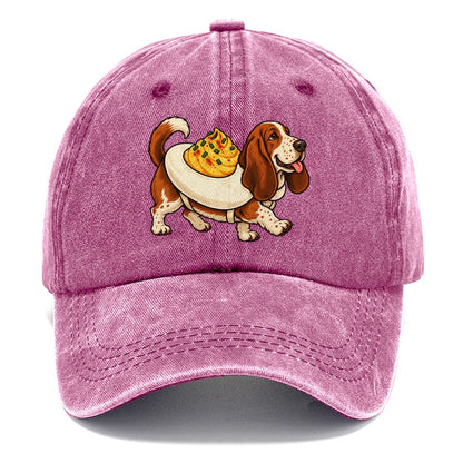 One Basset Hound In Halloween Costume Deviled Egg Costume With A Yolky Yellow Center Halloween Dog Parade Classic Cap – Dusty Rose