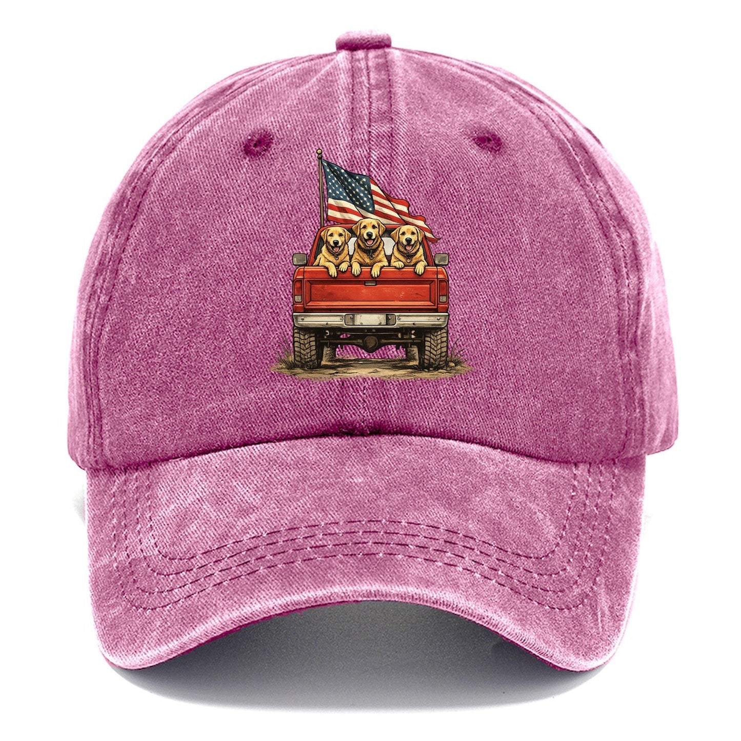 Golden Retriever Patriotic Truck Crew Classic Cap – Dusty Rose