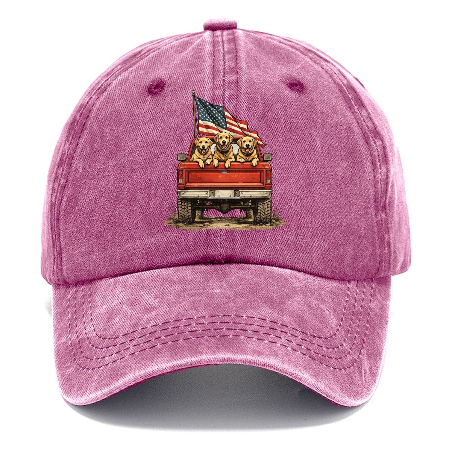 Golden Retriever Patriotic Truck Crew Classic Cap – Dusty Rose