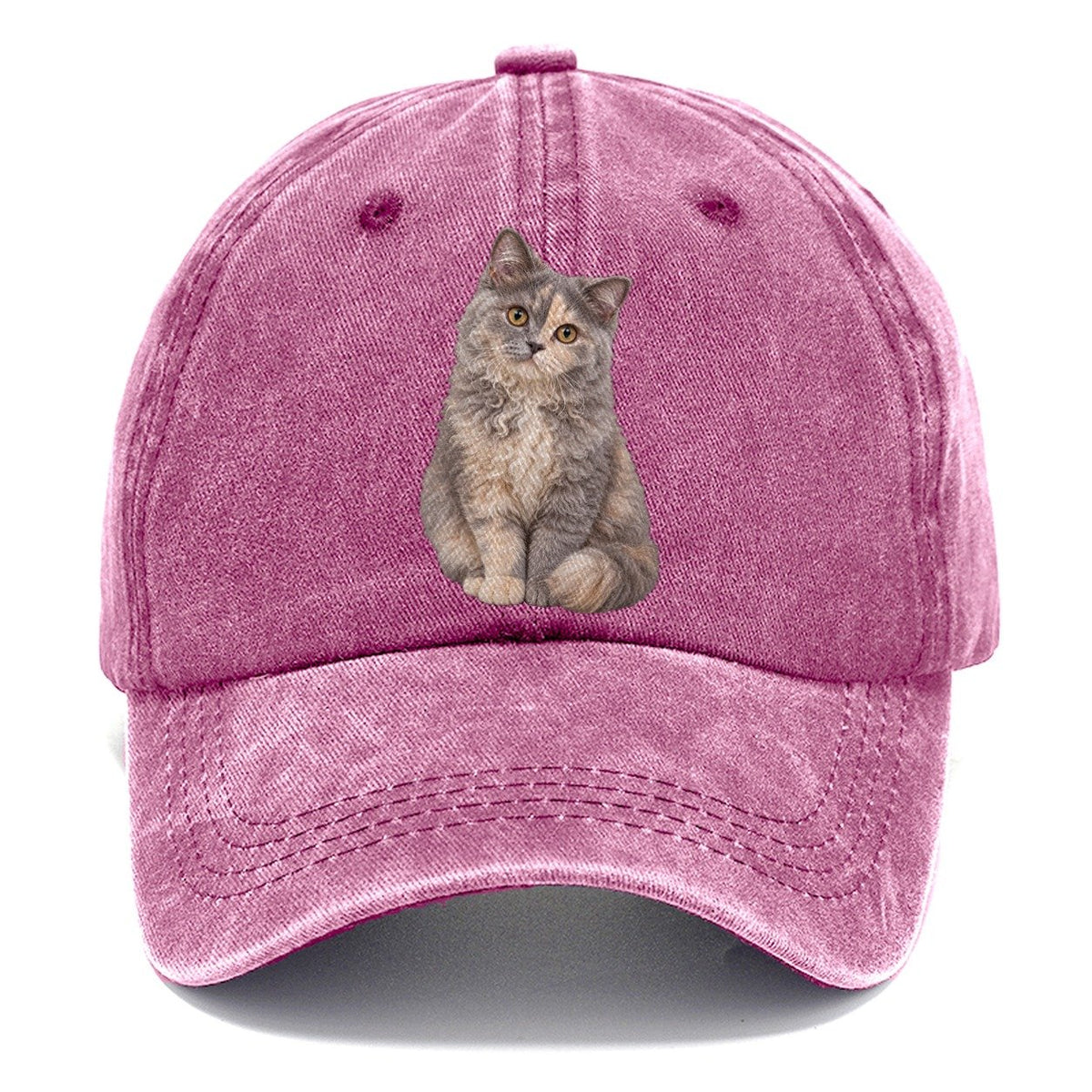 Selkirk Rex Seated Portrait Realistic Cat Portrait Classic Cap – Dusty Rose