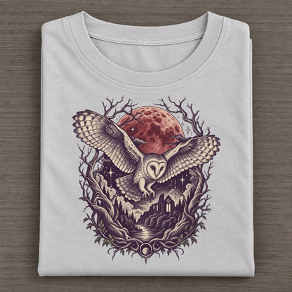 Barn Owl Blood Moon Midnight Haunt Classic T-shirt – Grey