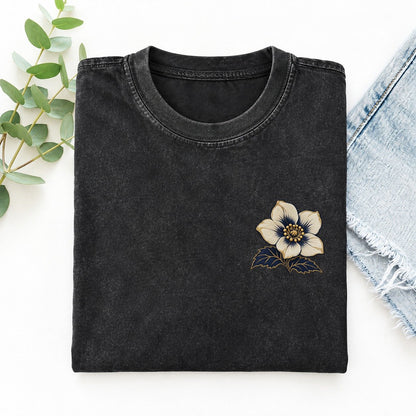 Hellebore Winter Cup Left Chest Vintage T-shirt – Black