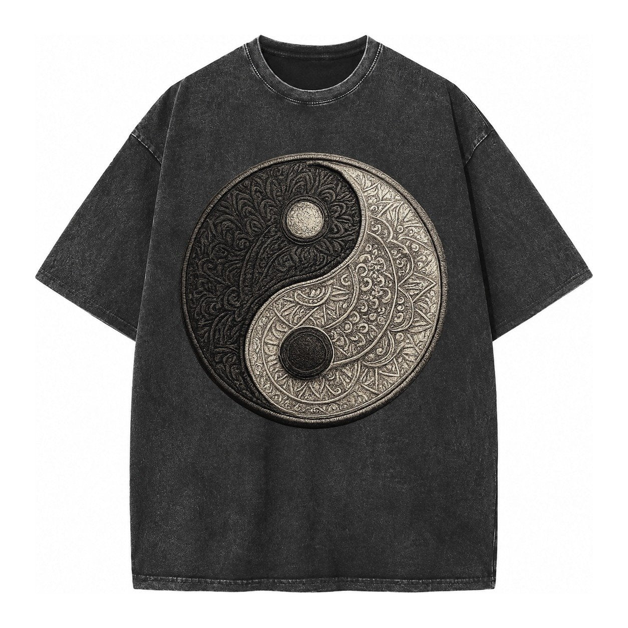 Mandala Yin Yang Vintage T-shirt – Black