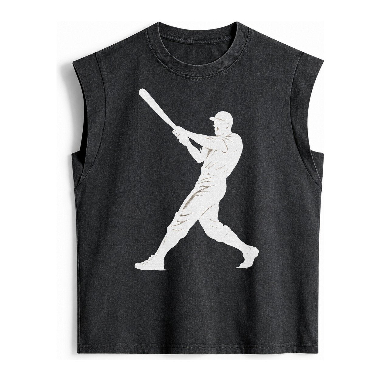 Baseball Batter In Full Swing Vintage Washed Tank – Black