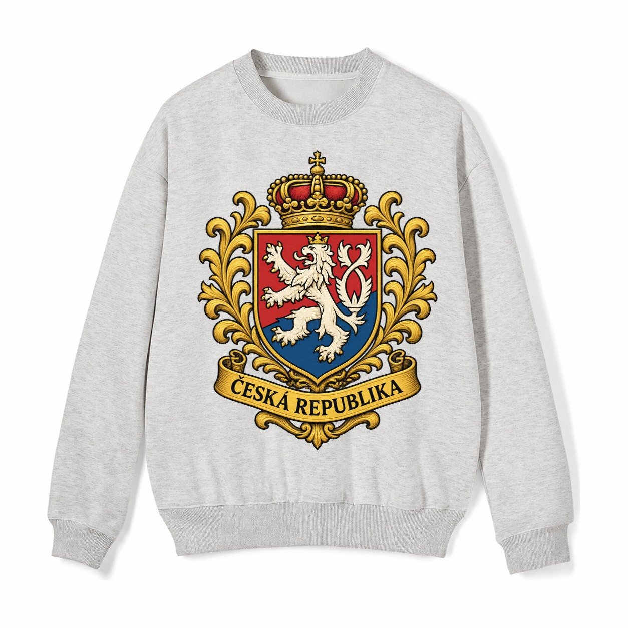Czech Republic Lion Fleece Sweatshirt – Light Gray