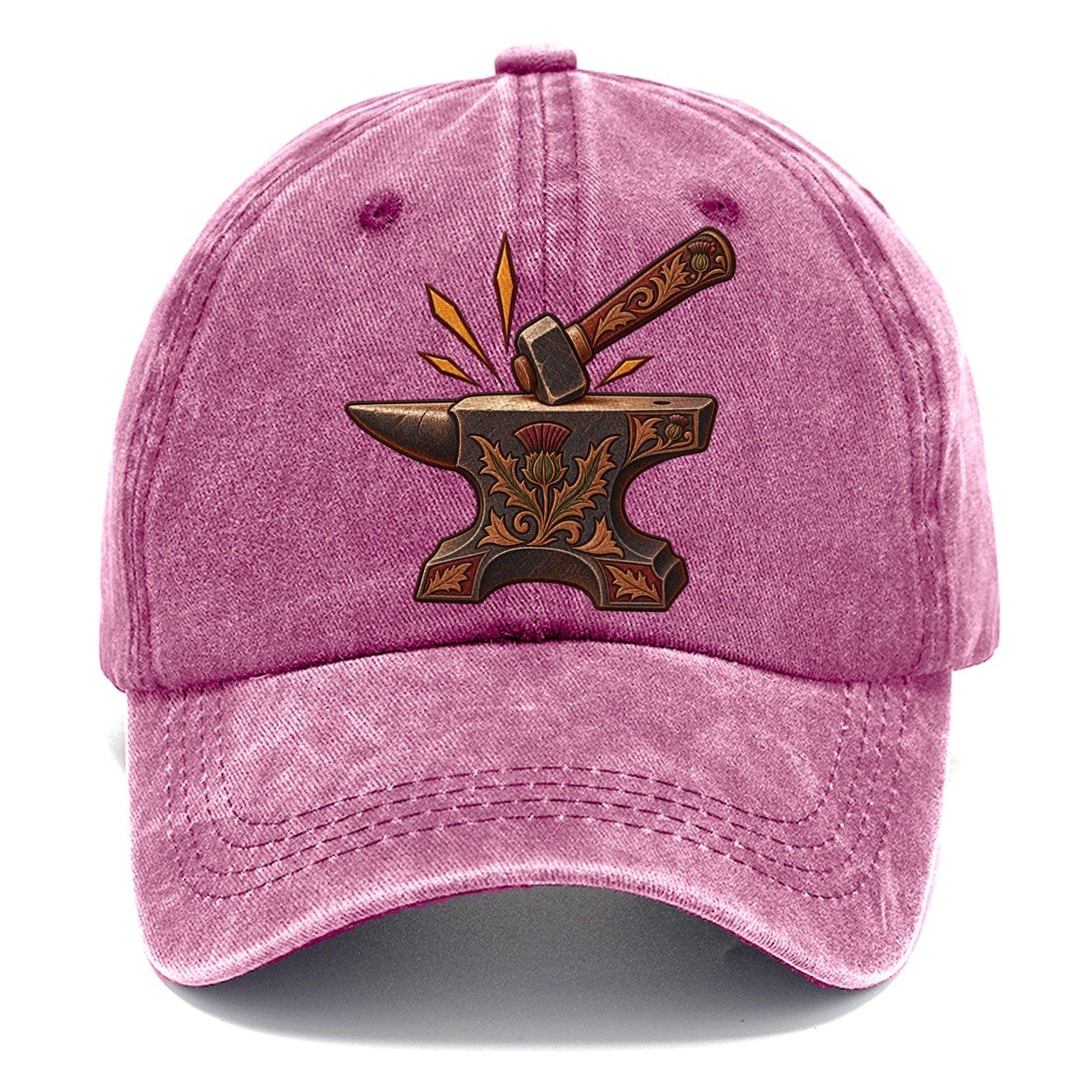 Village Blacksmith Anvil And Hammer Uk Culture Heritage Classic Cap – Dusty Rose
