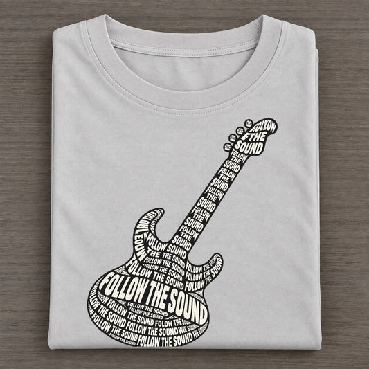 Electric Guitar Neck Phrase Silhouette Classic T-shirt – Grey