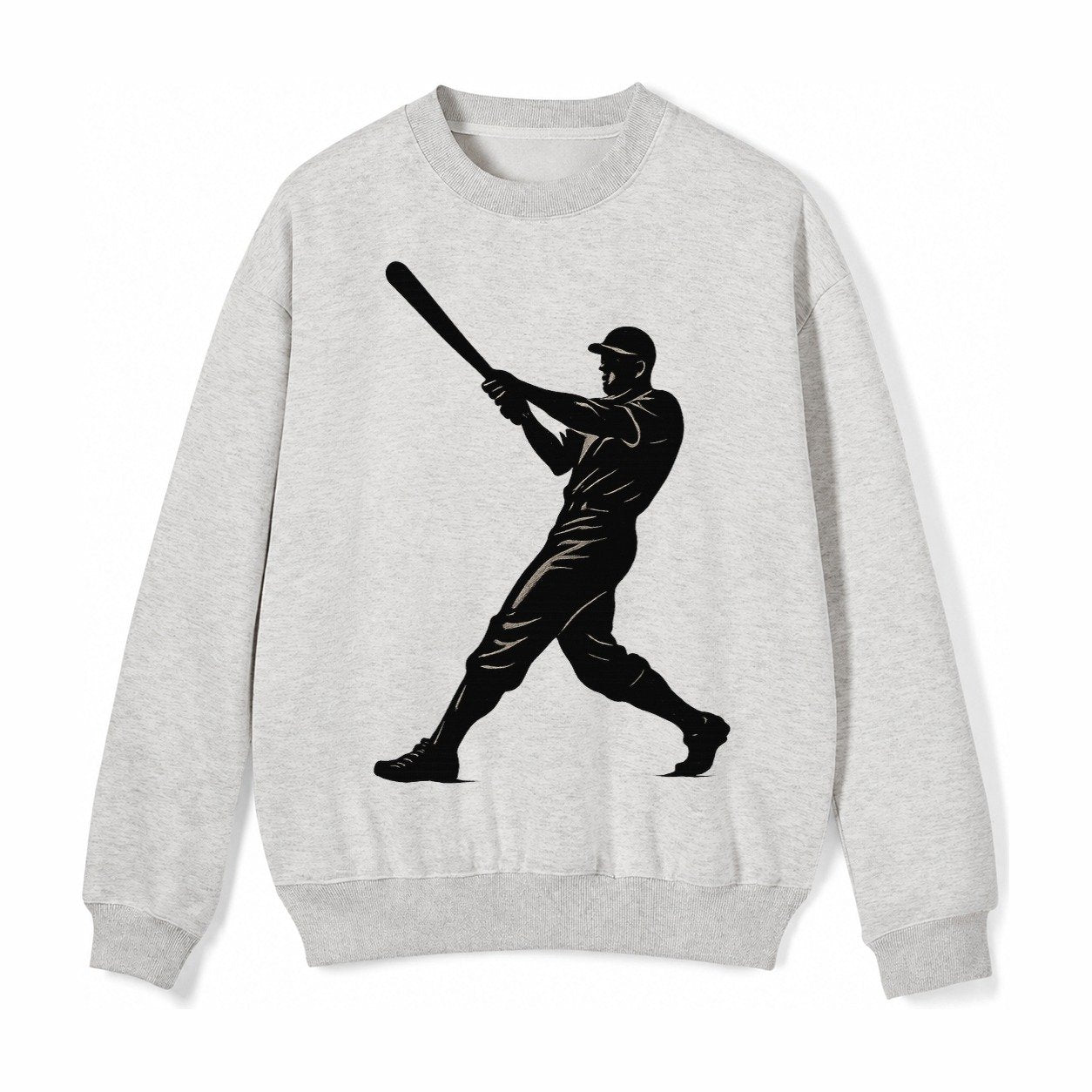 Baseball Batter In Full Swing Fleece Sweatshirt – Light Gray