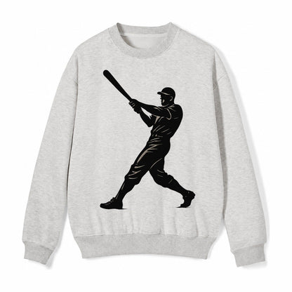 Baseball Batter In Full Swing Fleece Sweatshirt – Light Gray