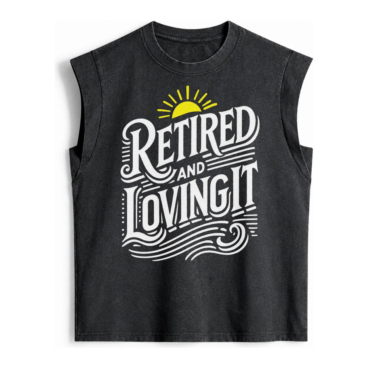 Retired And Loving It Vintage Washed Tank – Black