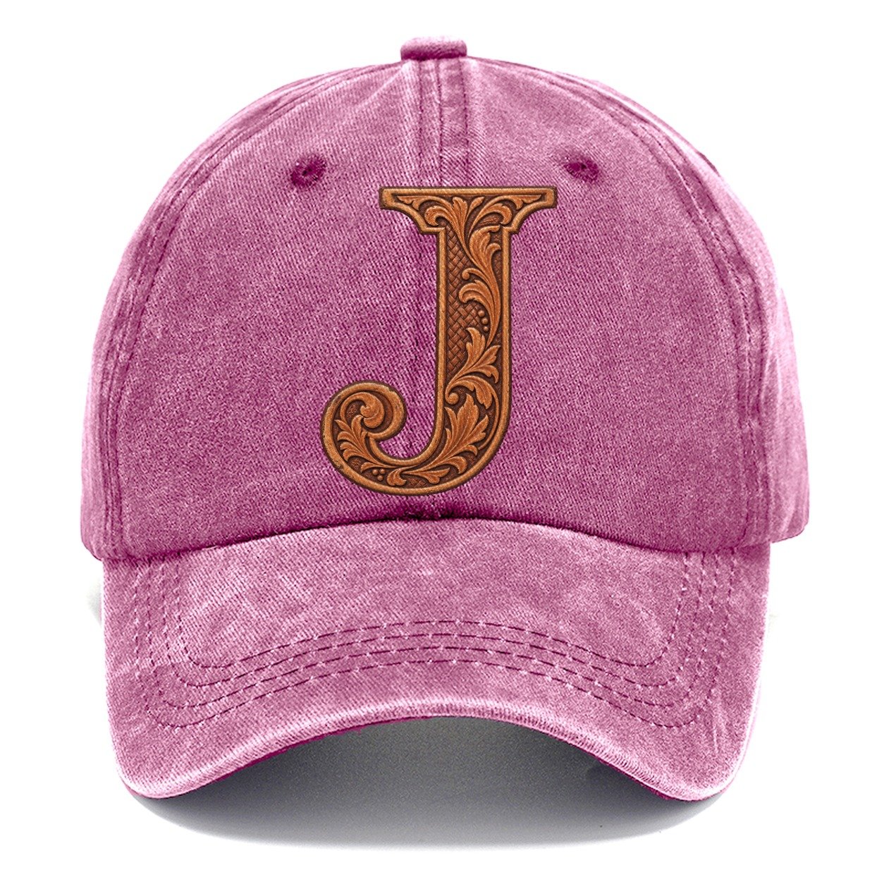 Tooled Leather J Monogram Classic Cap – Dusty Rose