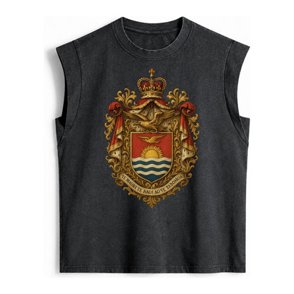 Golden Peace Embroidered Vintage Washed Tank – Black
